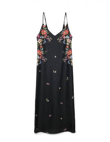 Stradivarius Long floral print dress with thin straps
