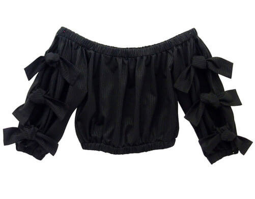 Honey mi Honey arm ribbon stripe blouse