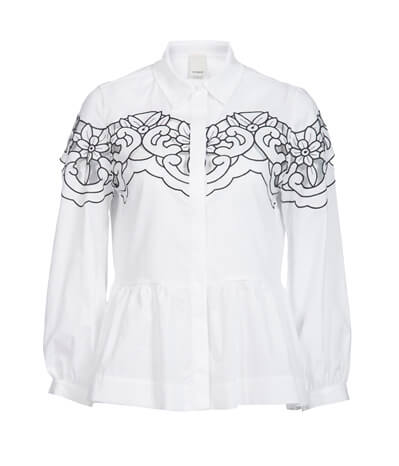 PINKO Cotton poplin shirt with embroidery
