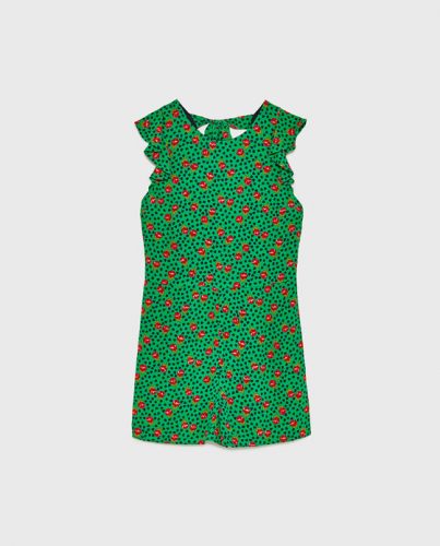 ZARA プリントフリルオールインワン