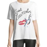 サンローラン レディース アパレル トップス Oversized Bouche Saint Laurent Cotton T-Shirt